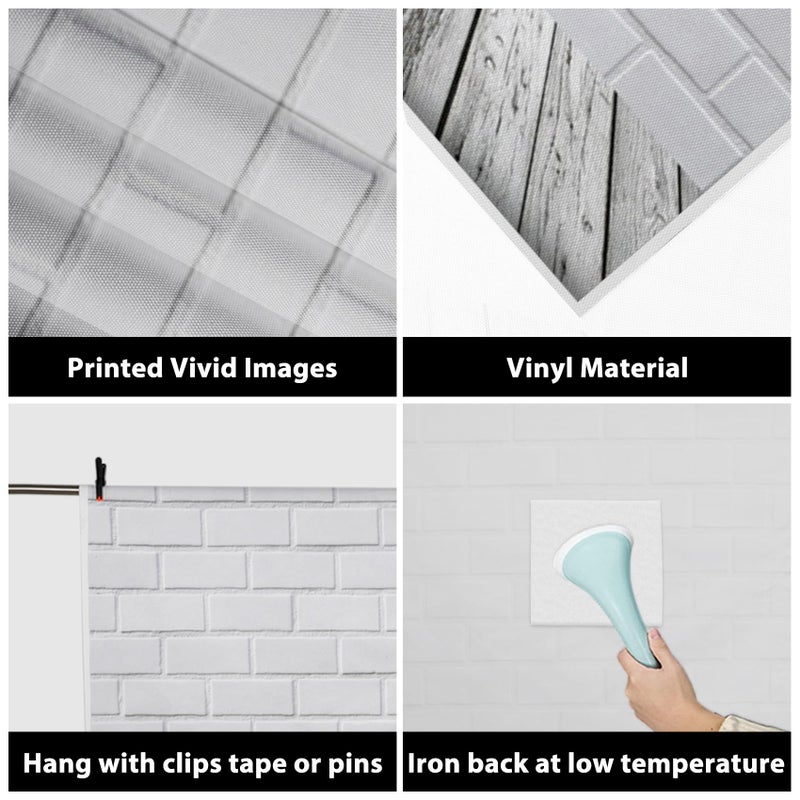 AOFOTO 3x5ft White Brick Wall Photography Background Old Wooden Floor Backdrop Adult Kid Boy Girl Baby Man Woman Artistic Portrait Photoshoot Studio Props Video Drape Wallpaper - Image 3